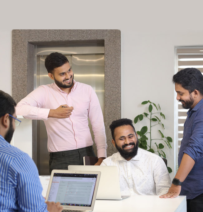 Media technology experts from RGB team engaged in a lively discussion inside RGB building